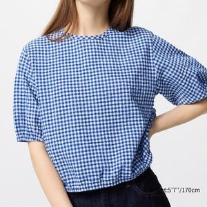 Uniqlo Seersucker Volume Blouse
